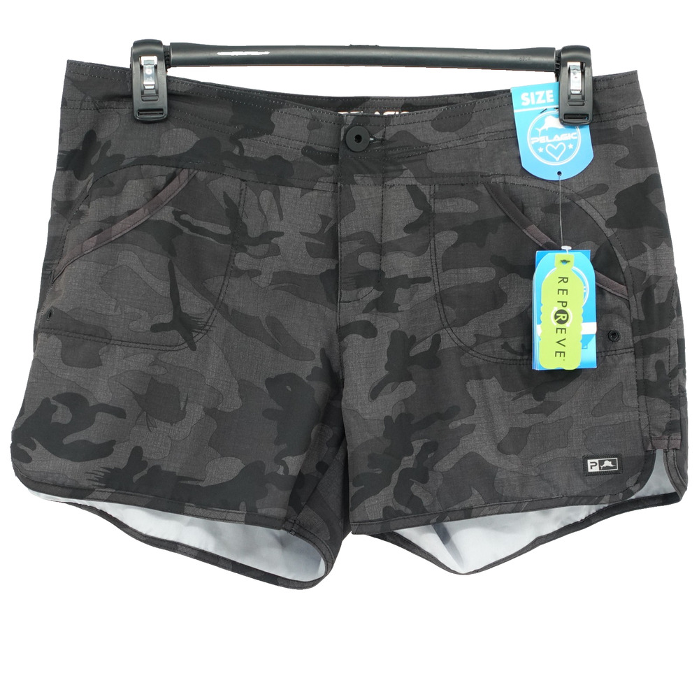 Pelagic Athletic Shorts SZ 12 4" Moana Hybrid Gray Camouflage Sustainable NWT